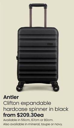 Antler - Clifton Expandable Hardcase Spinner in Black offers at $209.3 in Myer