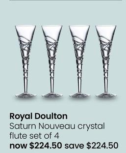 Royal Doulton - Saturn Nouveau Crystal Flute Set of 4 offers at $224.5 in Myer