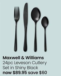Maxwell & Williams - 24pc Leveson Cutlery Set in Shiny Black offers at $89.95 in Myer