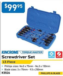 Screwdriver offers at $99.95 in Kincrome