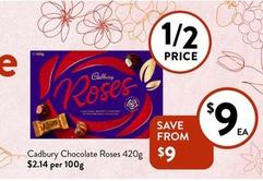 Cadbury - Chocolate Roses 420 offers at $9 in Foodworks
