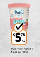 Bulla - Frozen Yoghurt 1l offers at $5.75 in Foodworks