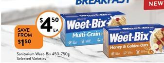 Sanitarium - Weet-bix 450-750g Selected Varieties offers at $4.5 in Foodworks