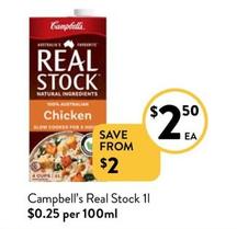 Campbell's -  Real Stock 1l offers at $2.5 in Foodworks