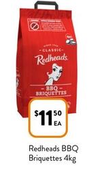 Redheads - BBQ Briquettes 4kg offers at $11.5 in Foodworks