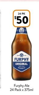 Furphy - Ale 24 Pack x 375ml offers at $50 in Foodworks