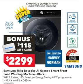 Front load washing machine offers at $2299 in Harvey Norman
