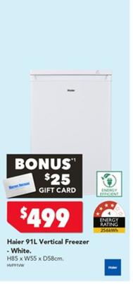 Haier - 91l Vertical Freezer - White offers at $499 in Harvey Norman