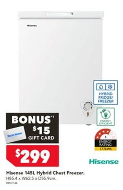 Hisense - 145l Hybrid Chest Freezer offers at $299 in Harvey Norman