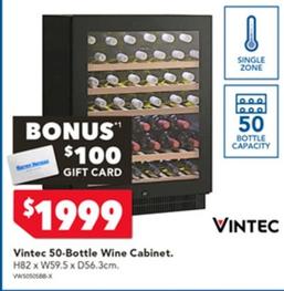 Vintec - 50-bottle Wine Cabinet offers at $1999 in Harvey Norman