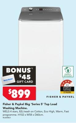 Fisher & Paykel - 8kg 'series 5' Top Load Washing Machine offers at $899 in Harvey Norman