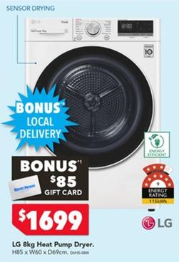 Lg - 8kg Heat Pump Dryer offers at $1699 in Harvey Norman