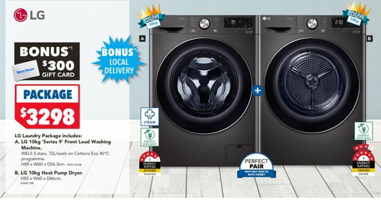 Lg - Laundry Package offers at $3298 in Harvey Norman