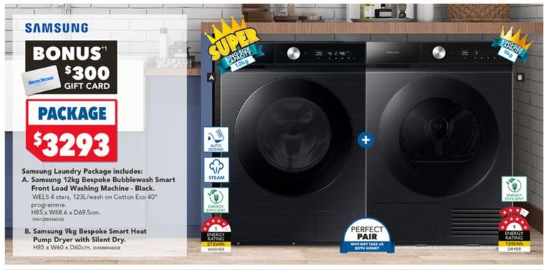 Samsung - Laundry Package offers at $3293 in Harvey Norman