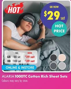 Alaria - 1000tc Cotton Rich Sheet Sets offers at $29 in Lincraft