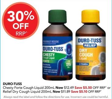 Duro-tuss - Relief Dry Cough Liquid 200ml offers at $11.89 in Amcal