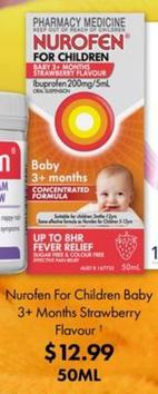 Nurofen - For Children Baby 3+ Months Strawberry Flavour 50ml offers at $12.99 in Pharmacy 4 Less