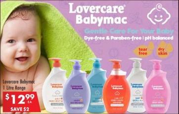 Lovercare Babymac - 1 Litre Range offers at $12.99 in Pharmacy 4 Less