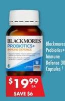 Blackmores - Probiotics+ Immune Defence 30 Capsules offers at $19.99 in Pharmacy 4 Less