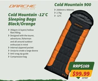 Darche - Cold Mountain -12°c Sleeping Bags Black/orange offers at $99.99 in Tentworld