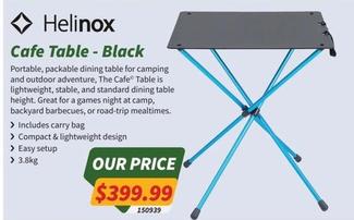 Helinox - Cafe Table Black offers at $399.99 in Tentworld