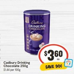 Cadbury - Drinking Chocolate 250g offers at $3.6 in IGA