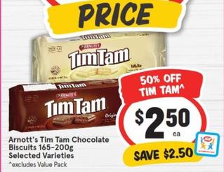 Arnott's - Tim Tam Chocolate Biscuits 165-200g Selected Varieties offers at $2.5 in IGA