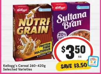 Kelloggs - Cereal 260-420g Selected Varieties offers at $3.5 in IGA