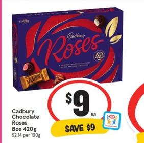 Cadbury - Chocolate Roses Box 420g offers at $9 in IGA