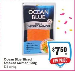 Ocean Blue - Sliced Smoked Salmon 100g offers at $7.5 in IGA