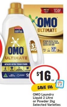 Omo - Laundry Liquid 2 Litre Or Powder 2kg Selected Varieties offers at $16 in IGA