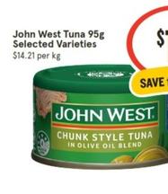 John West - Tuna 95g Selected Varieties offers at $1.35 in IGA