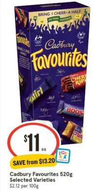 Cadbury - Favourites 520g Selected Varieties offers at $11 in IGA