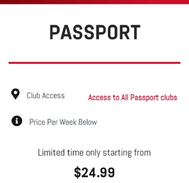 Passport offers at $24.99 in Fitness First