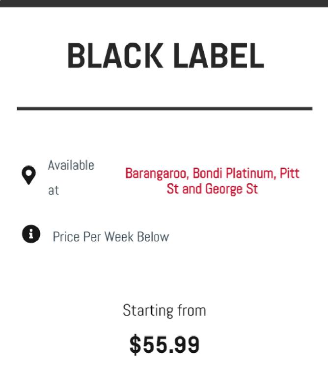 Black Label offers at $55.99 in Fitness First