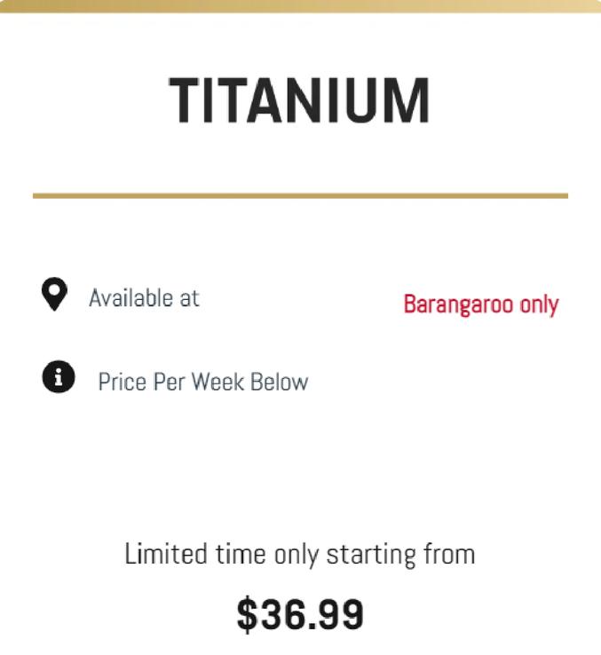Titanium offers at $36.99 in Fitness First