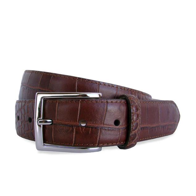 HENRY SARTORIAL X LEYVA CROC LEATHER BELT BROWN offers at $209 in Henry Bucks