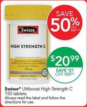 Swisse - Ultiboost High Strength C 150 Tablets offers at $20.99 in TerryWhite Chemmart