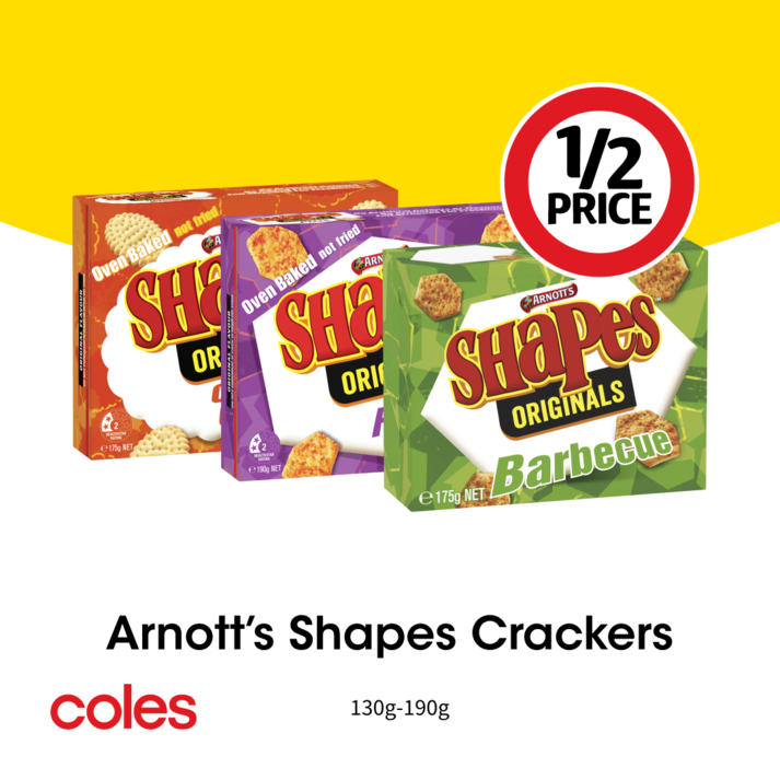 Arnott's Shapes Crackers  offers at $2 in Coles