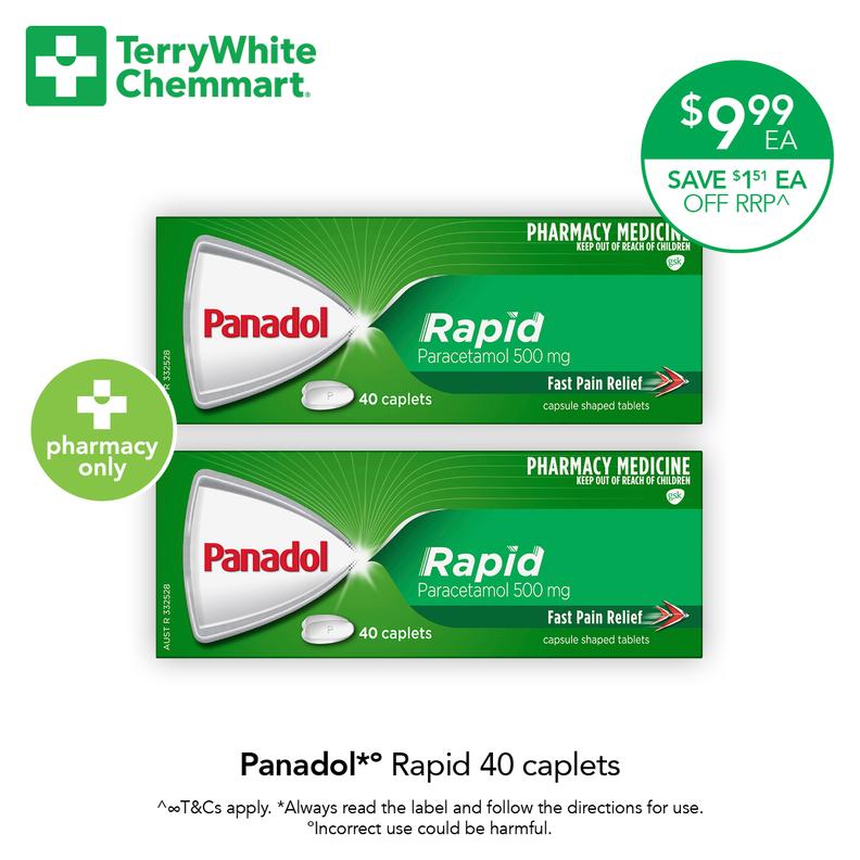 Panadol Rapid 40 caplets offers in TerryWhite Chemmart