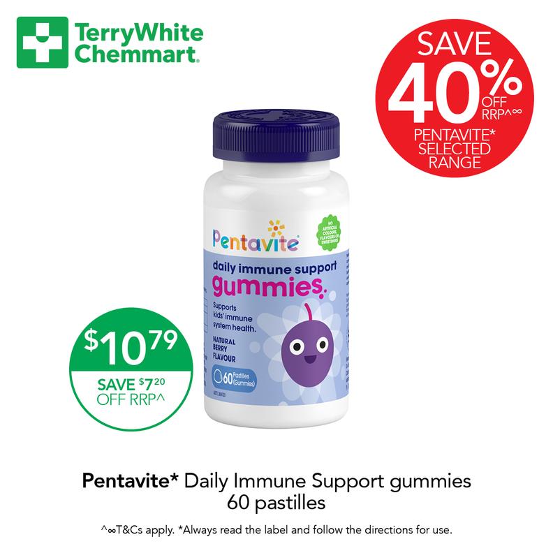 Pentavite Daily Immune Daily Kids Gummies 60 pastilles offers in TerryWhite Chemmart