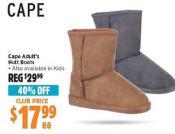 Cape - Adult’s Hutt Boots offers at $17.99 in Anaconda