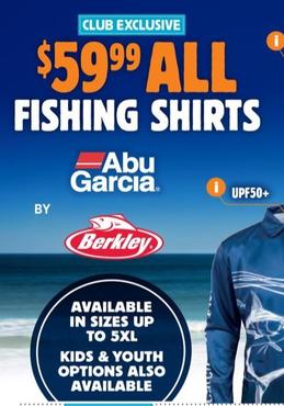 All Fishing Shirts by Abu Garcia & Berkley offers at $59.99 in Anaconda