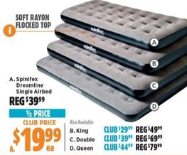 Spinifex - Dreamline Single Airbed offers at $19.99 in Anaconda