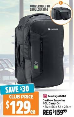 Caribee - Traveller 40L Carry On offers at $129 in Anaconda