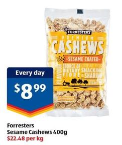 Forresters - Sesame Cashews 400g offers at $8.99 in ALDI