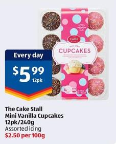 The Cake Stall Mini Vanilla Cupcakes 12pk/240g offers at $5.99 in ALDI