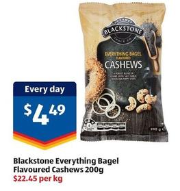 Blackstone - Everything Bagel Flavoured Cashews 200g offers at $4.49 in ALDI