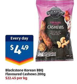 Blackstone - Korean Bbq Flavoured Cashews 200g offers at $4.49 in ALDI