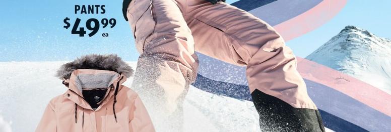 Adult's Snowboard Pants offers at $49.99 in ALDI